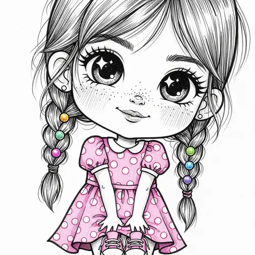 Beautiful Pen Art of a Cute Girl