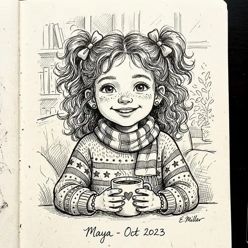 Beautiful Pen Art of a Cute Girl