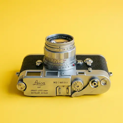 Stunning Vintage Camera on Yellow Background
