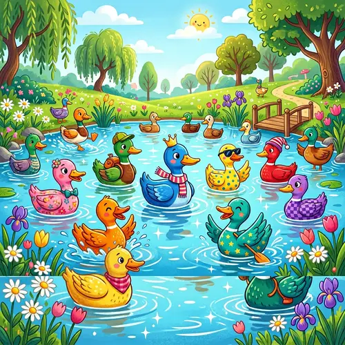 Colorful Ducks Web Banner: Playful & Vibrant Illustration