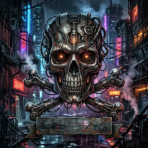 Dark Cyberpunk Skull and Bones Logo Artwork