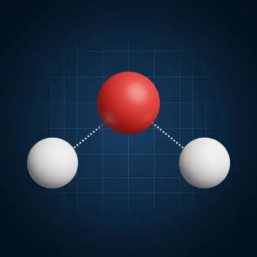 3D Model of Water Molecule: Oxygen and Hydrogen Atoms