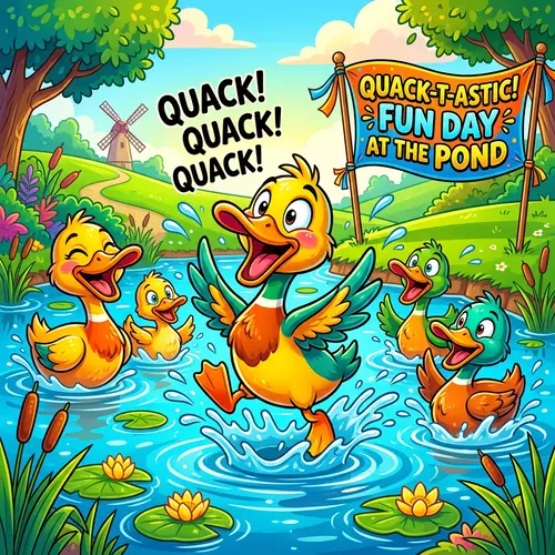 Playful Cartoon Ducks in Vibrant Colors | Bright & Happy Ducks