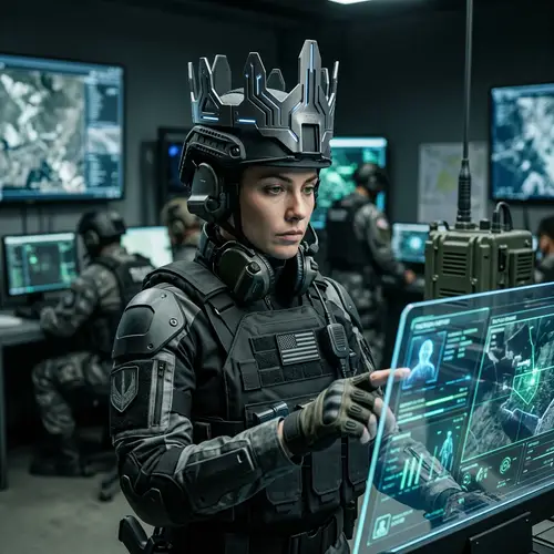 Modern AI Soldier Woman with Crown
