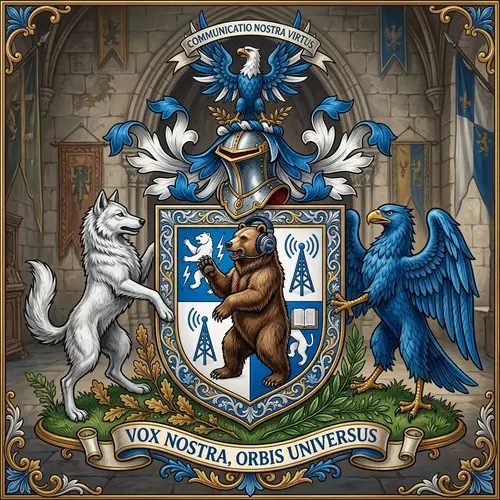Bear Coat of Arms with Headphones & Microphone
