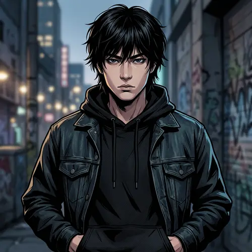 Stylish Young East Asian Man with Wolf Cut Hair