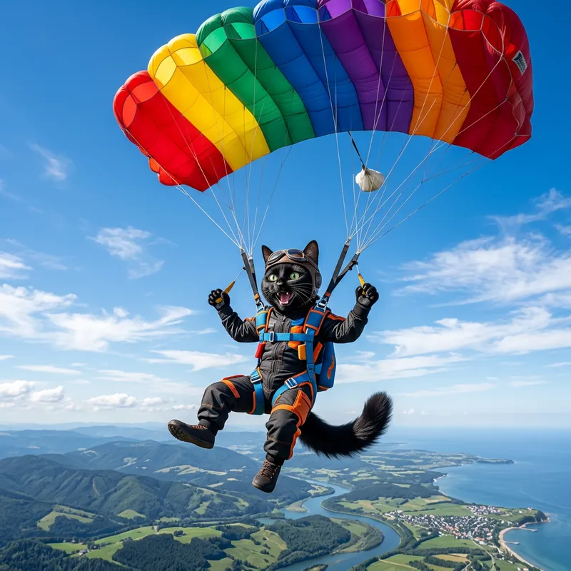 Cat Parachuting - Daring and Exciting Adventure
