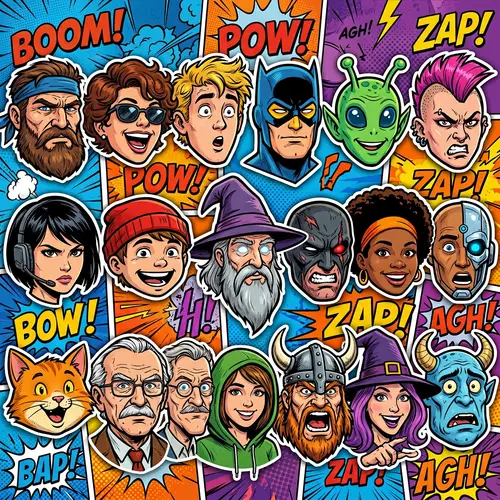 Various Comic Heads Graphic Assets
