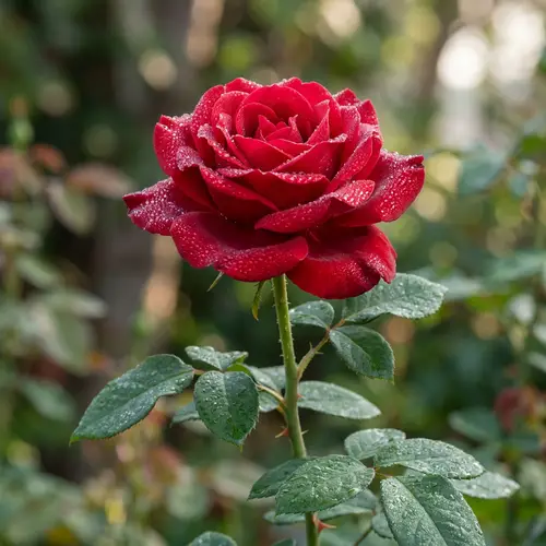 Exquisite Red Rose Photo - Radiant Blossom with Dew Drops