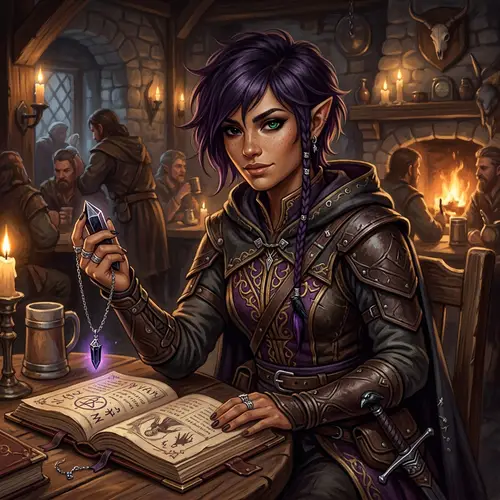 Dark Elf Warlock Character Art for D&D