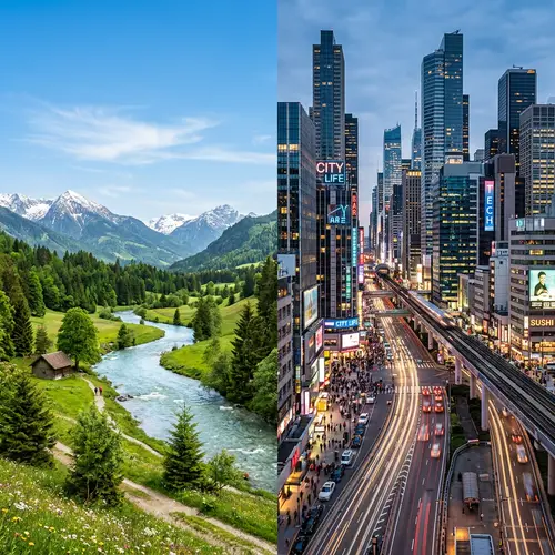 Distinct Worlds | Urban vs Natural Environments Wallpaper