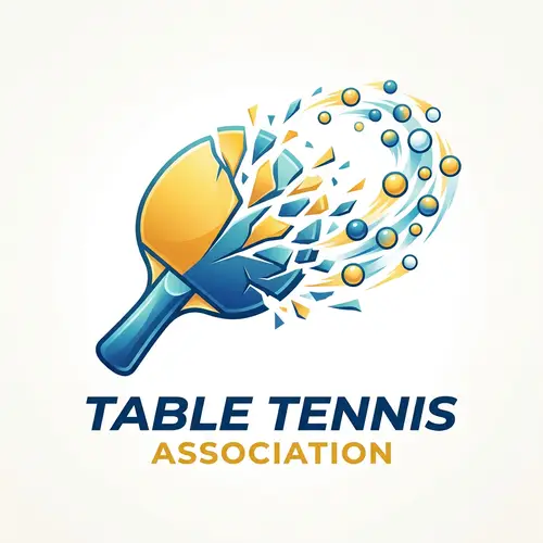 Dynamic Table Tennis Association Logo Design in Blue and Yellow