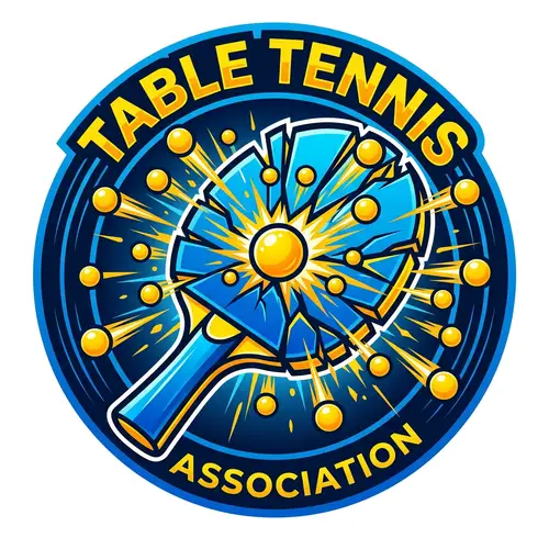 Table Tennis Association Logo Design | Blue Yellow Paddle Illustration