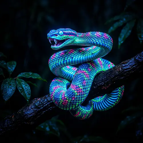 Vivid Neon Snake: Dazzling Blues, Electric Greens, Hot Pinks