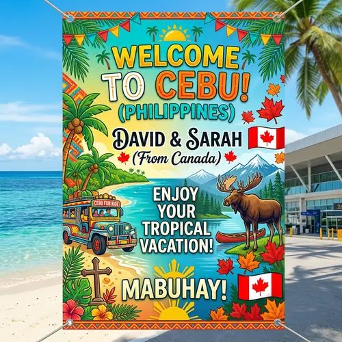Warm Welcome: Cebu and Canada Vacation Banner Design