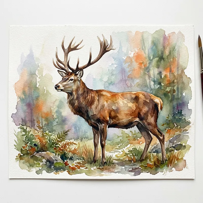 Watercolour Stag Painting: Capture the Majesty and Elegance Watercolour Stag Painting: Capture the Majesty and Elegance