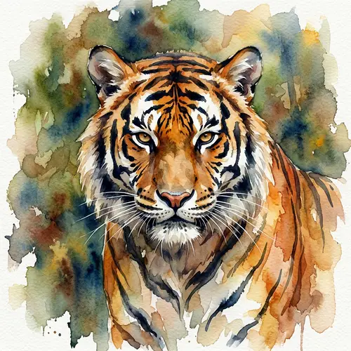 Watercolour Painting of Majestic Tiger | Striking Wildlife Art