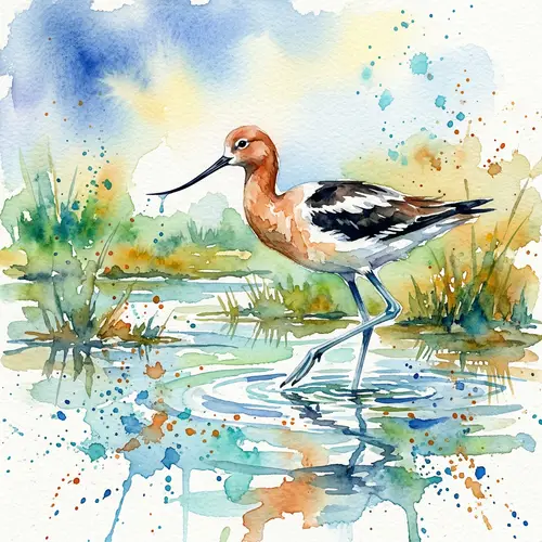 Avocet Watercolor Painting: Natural Beauty in Fluid Brush Strokes