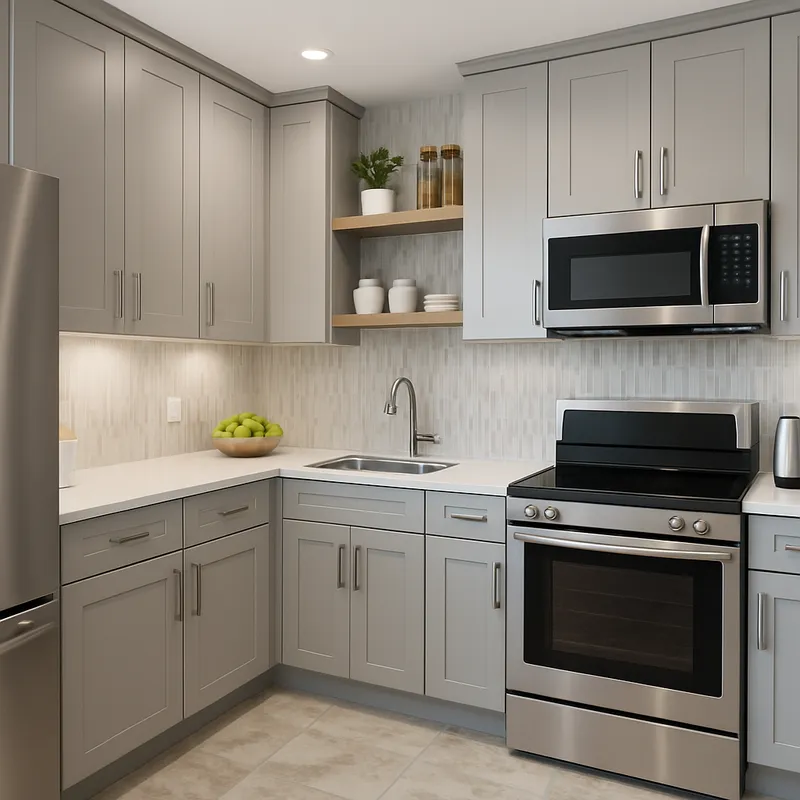 Modern Kitchen Design with Cupboards & Appliances