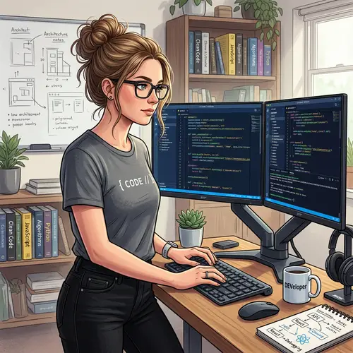 Young Software Developer Illustration | Coding Enthusiast Artwork