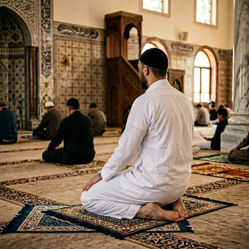Faceless Muslim Man in Prayer Position
