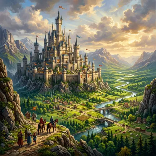 Majestic Medieval-Inspired Castle in Lush Green Landscape