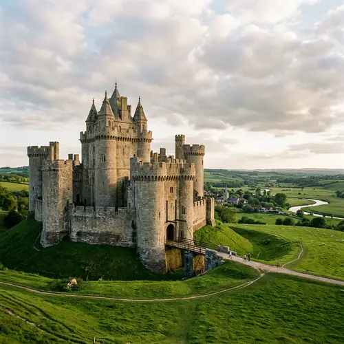 Majestic Ancient Castle on Hill | Historic Battlements & Towers