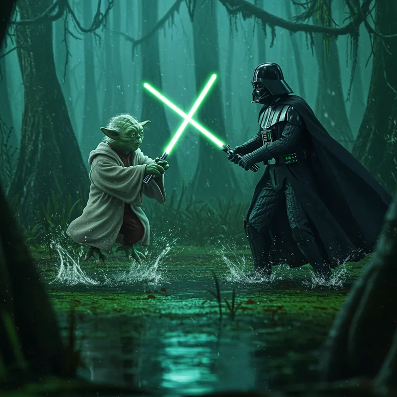 Darth Vader vs. Yoda: Epic Fight on Dagobah