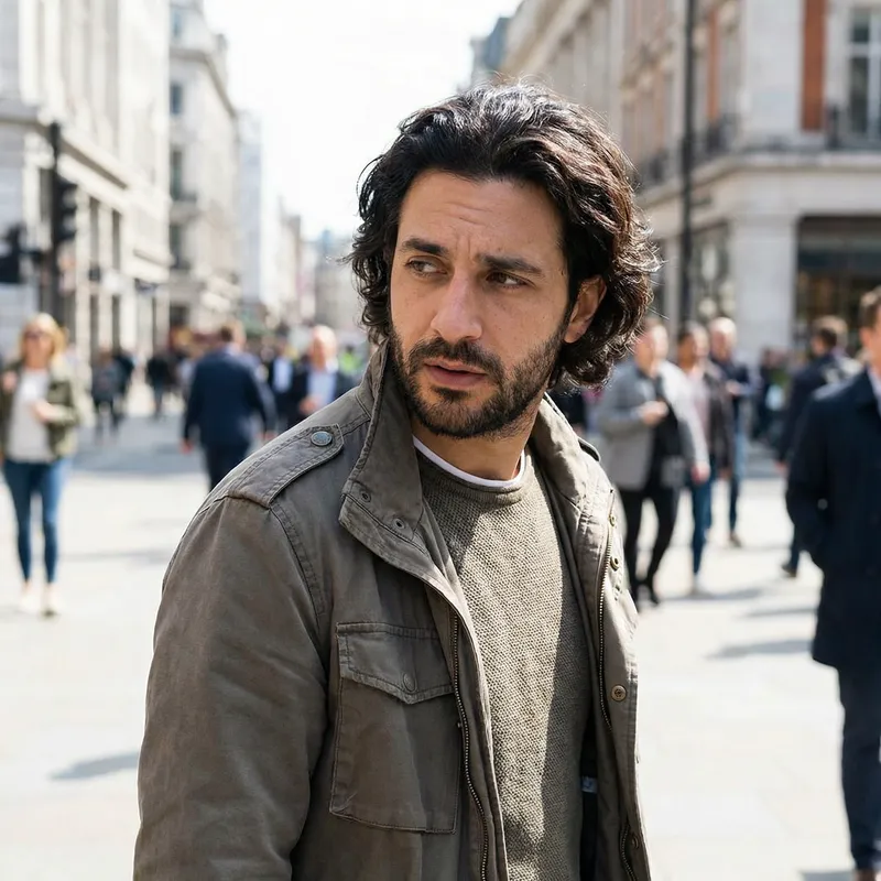 Handsome Man Looking Right to Left