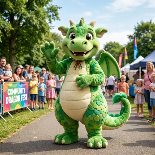 Friendly Green Dragon Mascot | Playful & Kind Dragon Character