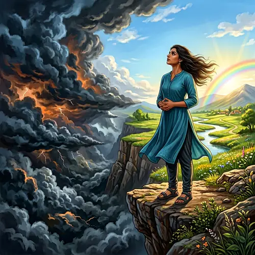 Overcoming Fear with Calm & Serenity - Inspiring Illustration