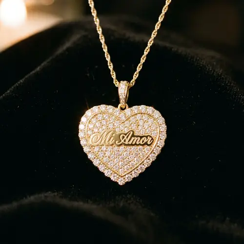 Heart-Shaped 'Mi Amor' Diamond Pendant | Romantic Jewelry