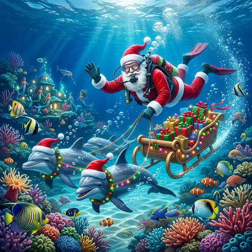 Santa Claus Underwater Delivery with Dolphins | Magical Holidays