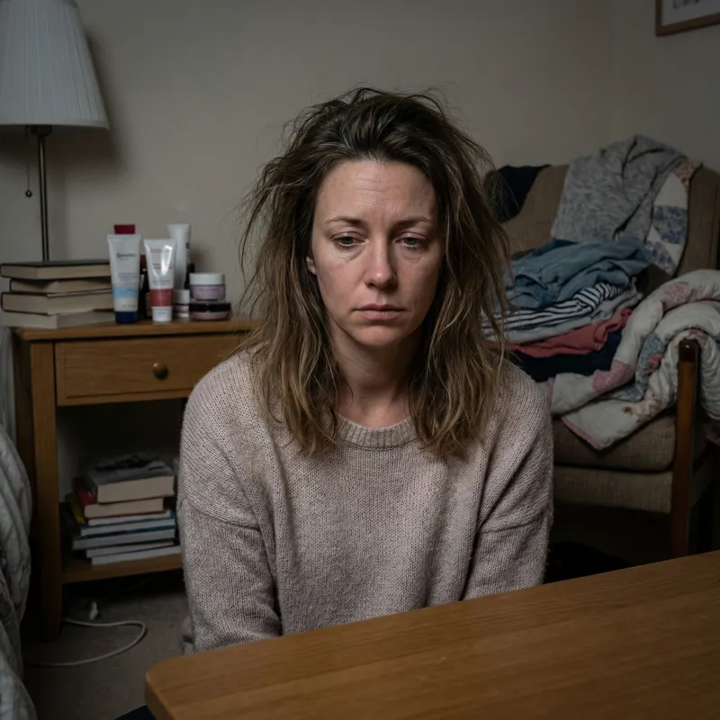 Sad Woman in Cluttered Bedroom - Emotion Capture