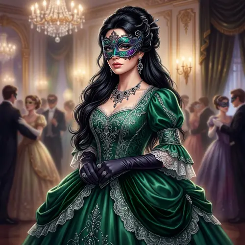 Elegant French Lady in Victorian Masquerade