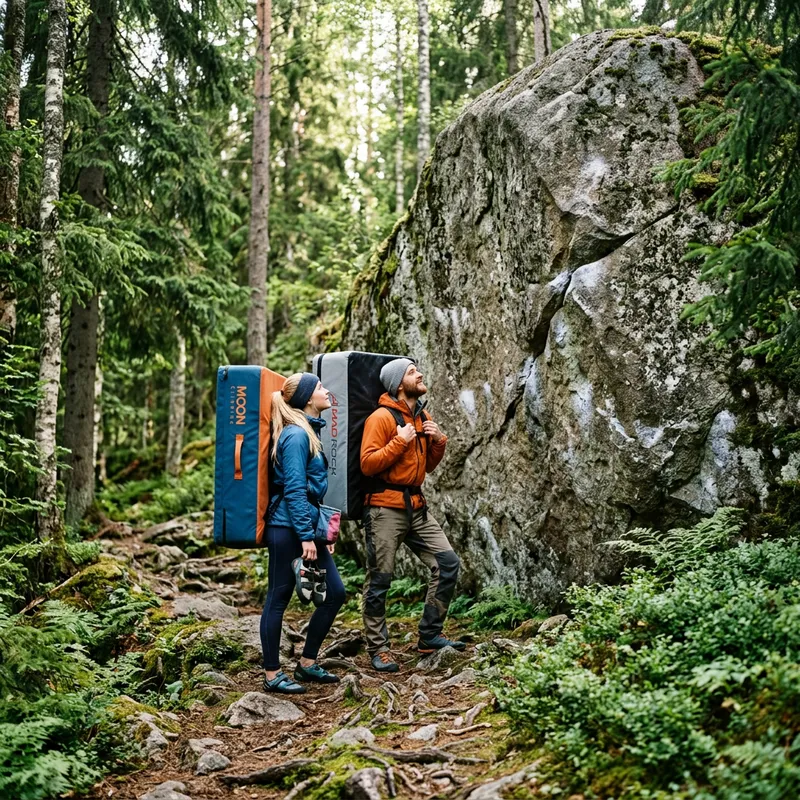 Bouldering in the Swedish Forest: Rock Climbing Adventure