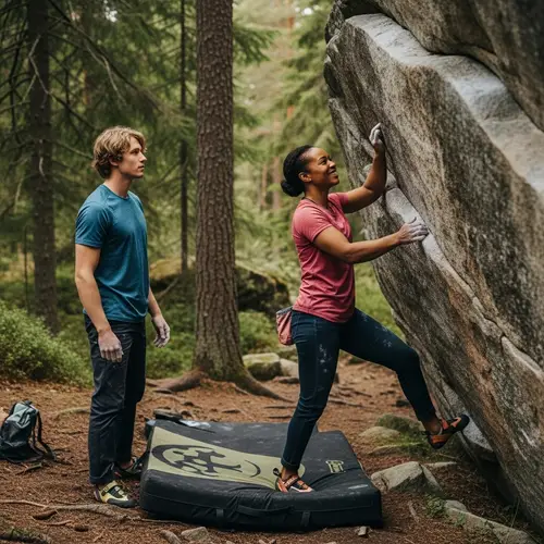 Bouldering in the Swedish Forest: Rock Climbing Adventure