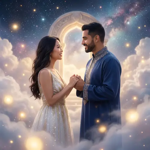 Divine Couple Embracing Love | Ethereal Relationship Moment