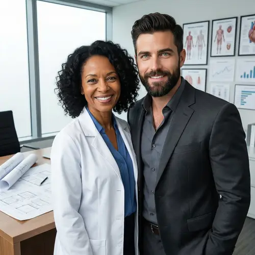 Female Doctor and Male Architect Collaboration | Modern Office Setting