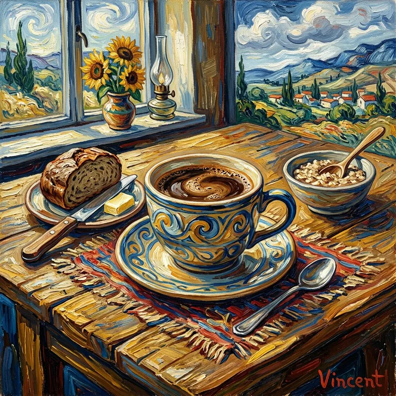 Van Gogh Style Coffee Cup Painting