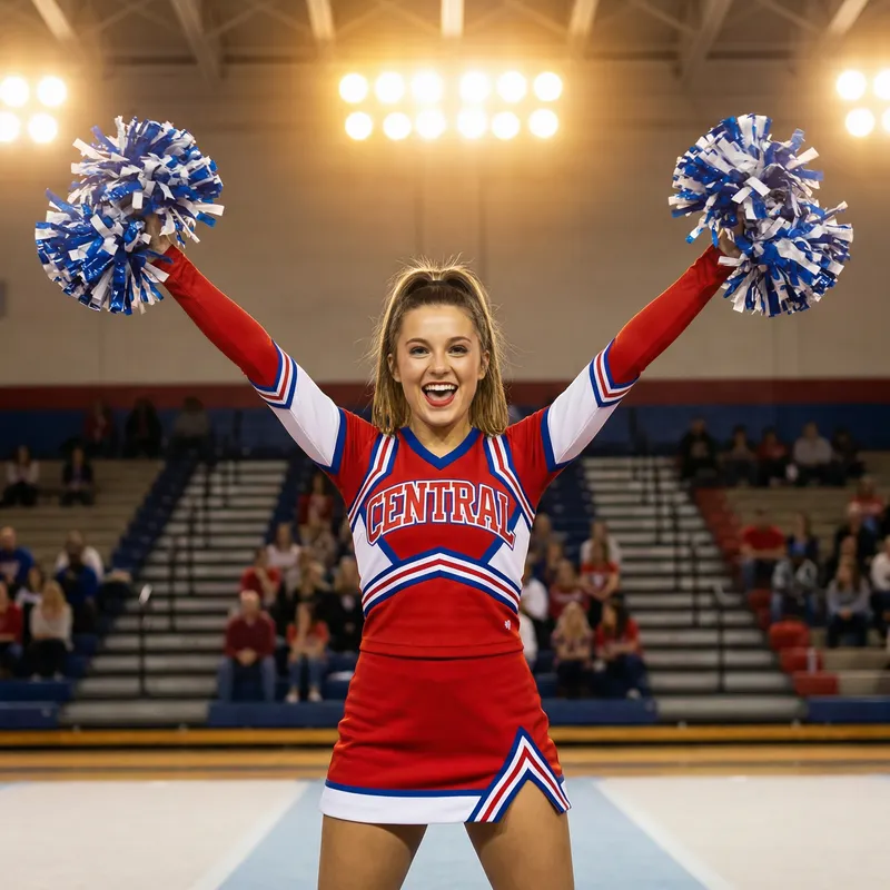 Energetic Cheerleader in Action - Team Spirit Energetic Cheerleader in Action - Team Spirit