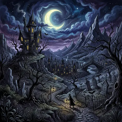 Tim Burton Inspired Landscape Art