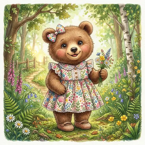 Charming Illustration of a Cute Bear in Stylish Dress