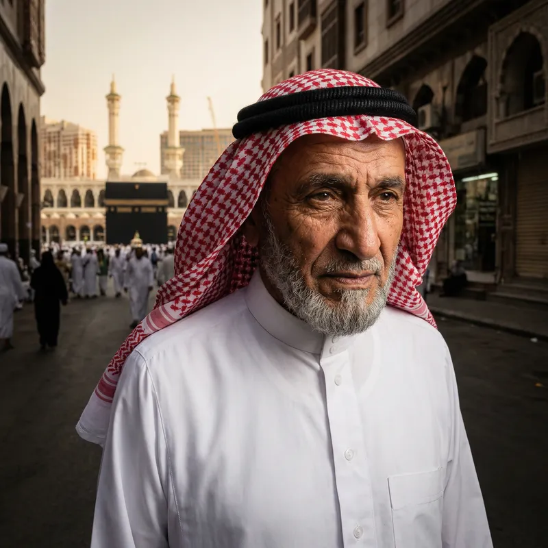 Elderly Man in Traditional Arabic Attire from Mecca Elderly Man in Traditional Arabic Attire from Mecca