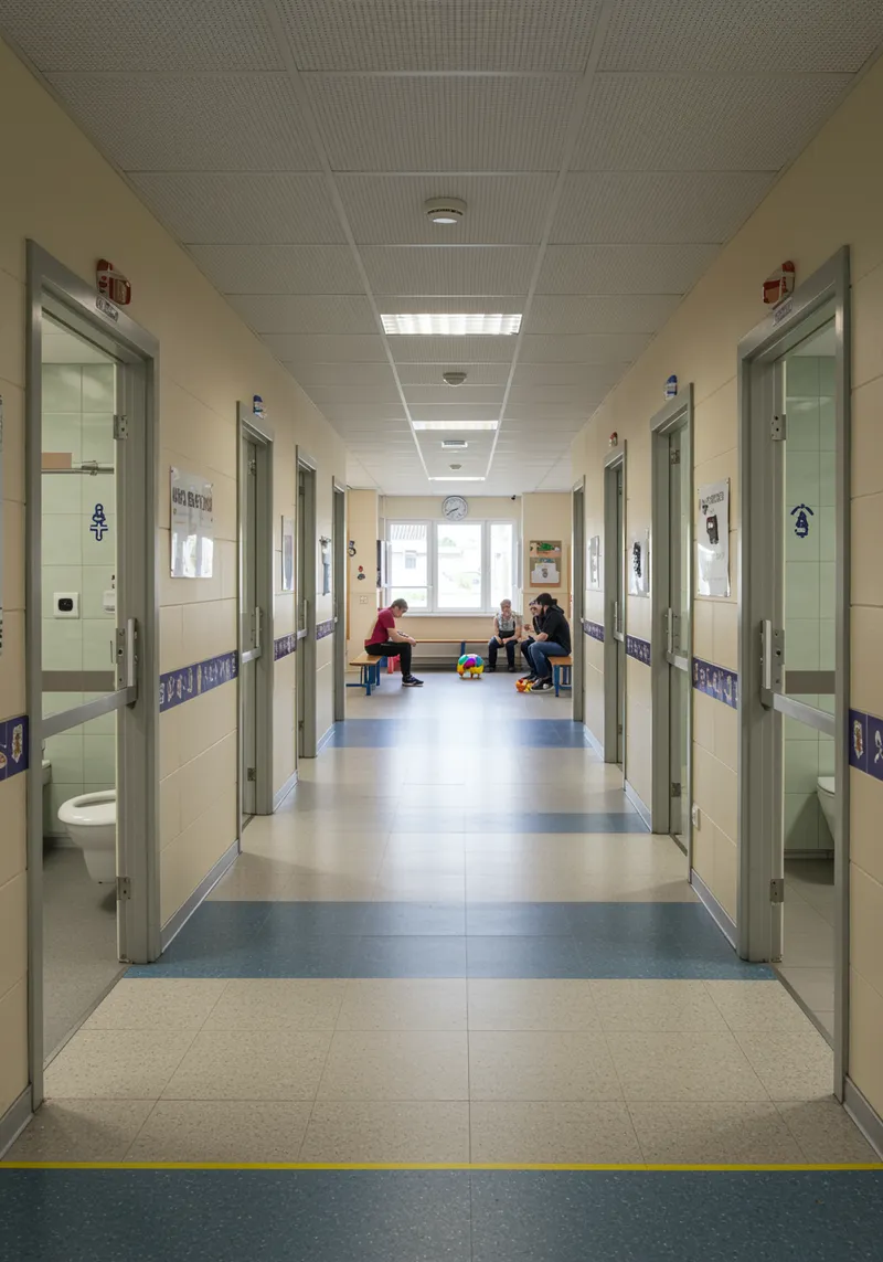Modern Building with Gender-Specific Bathrooms