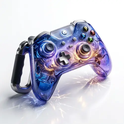 Gradient Translucent Glass Gamepad with Minimalist Design | 8K Image