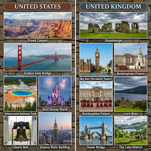 Top Attractions in USA and UK: Grand Canyon, Big Ben & More