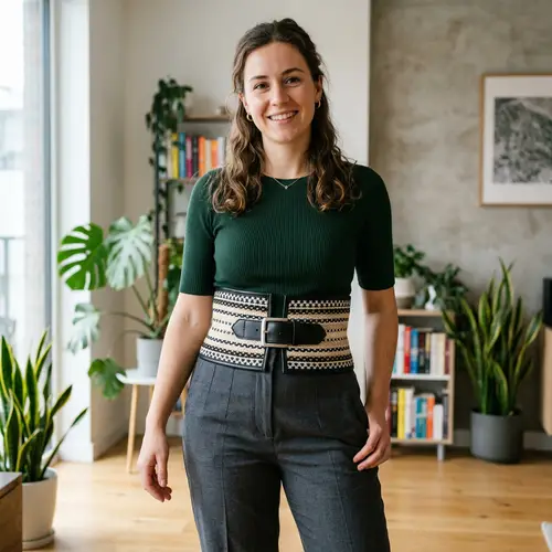 Stylish Black, Beige, and White Waist Belt - Trendy Fashion Accessory