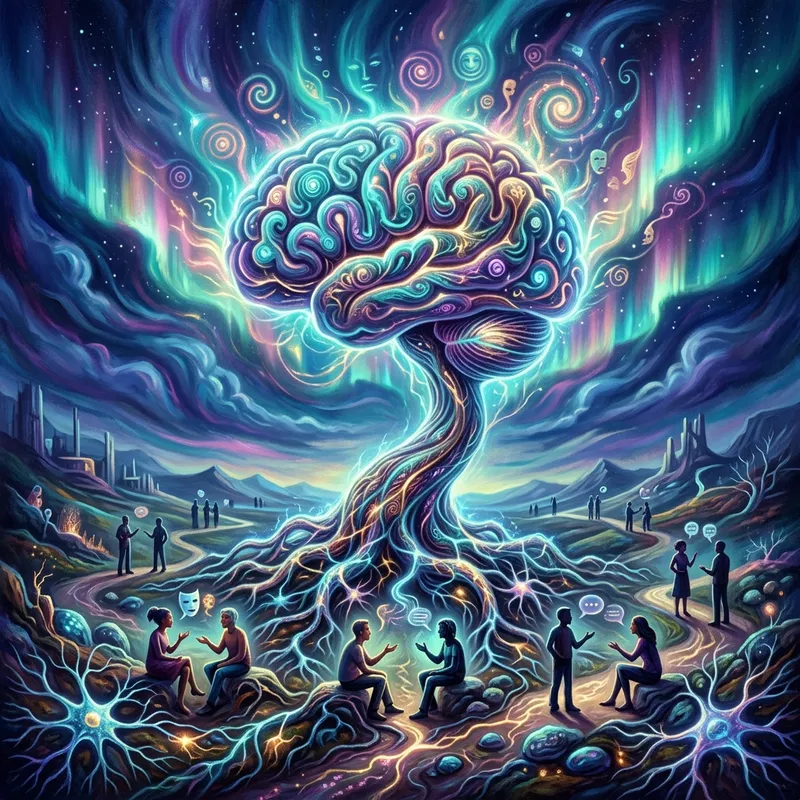 Abstract Psychology Landscape: Envisioning the Human Mind