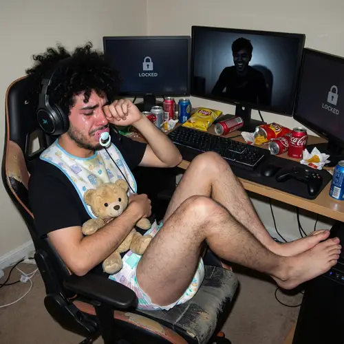 Realistic Gamer Boy in Tears - A Unique Artwork